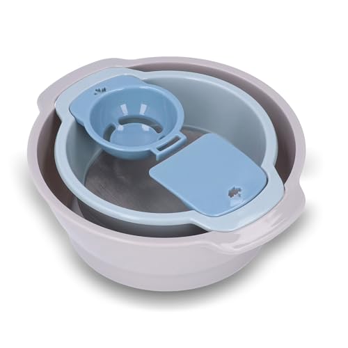 FLEXMAN 4 Teiliges Pollensieb Set, 9.6 X 3.1in PP Stapelbares Mehlsieb Set, Pollensieb in Lebensmittelqualität, Leichtes Trimmtablett Manuellen Modus für Küche, Abseihen, Pulverisieren von flexman