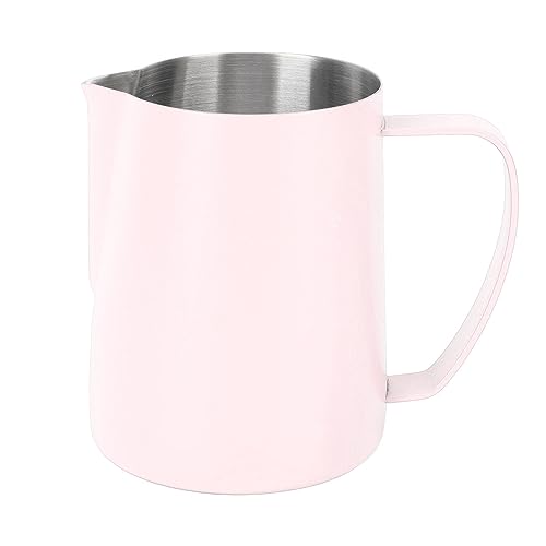 FLEXMAN 480 ml Milchschaum, Edelstahl Mehrzweckguss Über Kaffeemaschine, Metallmilch Kaffee mit Innerer Skala Zum Herstellen von Lattekaffee, Milchblasen, Milchtee (Rosa) von flexman
