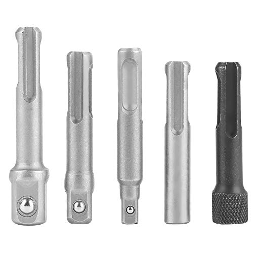 FLEXMAN 5Pcs Elektrischer Sockelschlüssel Adapter, 3Pcs SDS Plus Stahlbuchseadapter 2PCS SDS Sockel Sechseckelte Elektromozentat Zubehör von flexman