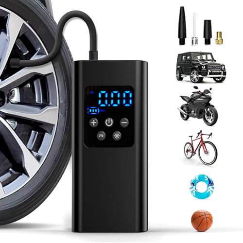 FLEXMAN Auto Luftpumpe, 150Psi Tragbarer Reifenflüsse Tragbarer Luftkompressor mit LED Licht, 4 Voreingestellte Inflationsmodi Luftpumpe für Auto Motocycle, Fahrradpumpe, Kugelpump (6000mah) von flexman
