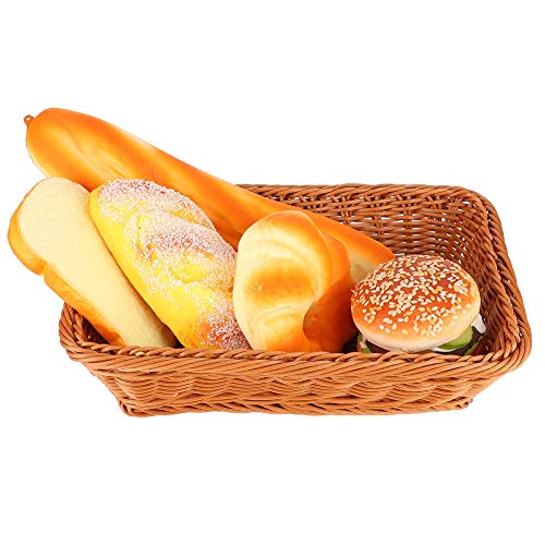 FLEXMAN Brotkorb, Haushalts Desktop Rechteckiger Essens Brot Obst Aufbewahrung Skorb, Lebensmittel Servier Körbe Tabletts für Wohnzimmer, Küche, Büro, Gemüse (Kaffee Trompete) von flexman