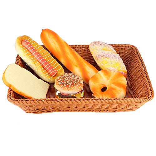 FLEXMAN Brotkorb, Haushalts Desktop Rechteckiger Essens Brot Obst Aufbewahrung Skorb, Lebensmittel Servier Körbe Tabletts für Wohnzimmer, Küche, Büro, Gemüse (Kaffeegröße) von flexman