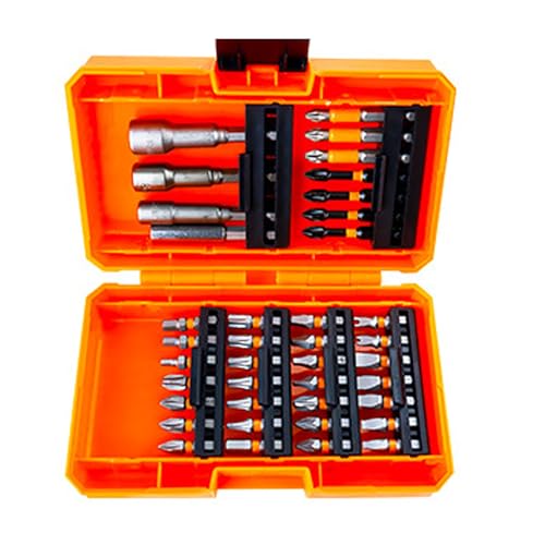 FLEXMAN Kompaktschraubendreher Set, Stahlscheibe Schraubendreher Schnurloser Bohrwerkswerkzeug für Schrauben Fahren und Holzmetallzementbohrungen mit Lagerhülle (39 PCs) von flexman