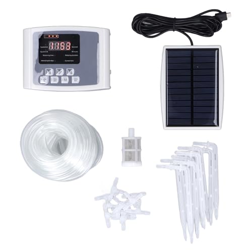 FLEXMAN Solar Automatic Tropfbewässerungskit, Programmierbares Digital Display Gartenwässerungssystem mit Schallalarm, Tropfbewässerungssystem für Gärten, Parks, Landschaften von flexman