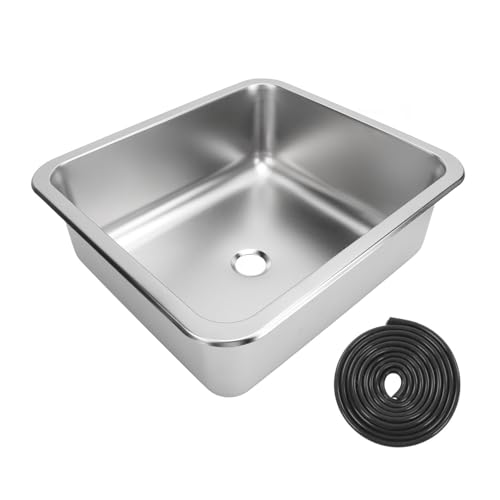 FLEXMAN Wohnmobil Spüle, 400 X 360 X 150 mm, Wohnmobil Küchenspüle mit Gummidichtung, Edelstahl Einzelbecken, Tiefes Rechteckiges Küchenwaschbecken für Wohnwagen, Wohnmobil, Boot (Silber) von flexman