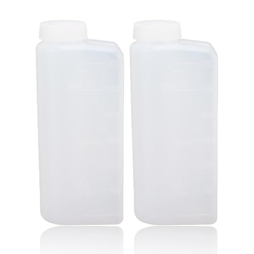 flexman 2Pcs Benzin Gas Heizöl Mischflasche Behälter, 600ML 2 Kraftstoff Mischflasche, Nylon Ölmischflaschenbehälter für Kettensägen, Eisenbearbeitungsmaschinen von flexman