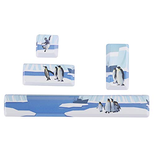 flexman 4 Stück Mechanische Tastatur Tastenkappe, PTB Space ESC Enter Numpad Enter Keycap Pinguin Muster Universal Dyed Gum Keycap Computerzubehör für Mechanische Tastatur von flexman