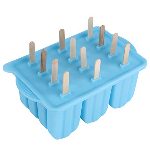 flexman Eiscreme Schimmel, 12 Grides Silikon Nicht Klebriger Eiscreme Schimmel Wiederverwendbare DIY Eiscreme Werkzeuge Küchenzubehör mit Deckel für Joghurt, Obst, Eismilch von flexman