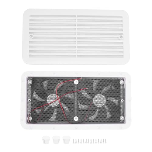 flexman RV Side Vent Lüfter, 24 V 5W 4500 U/Min RV Kühlschrank Entlüftungslüfter mit Kühlergrill, Einstraße Luftauslasslüftungslüfter für Campervan Anhängeryacht von flexman