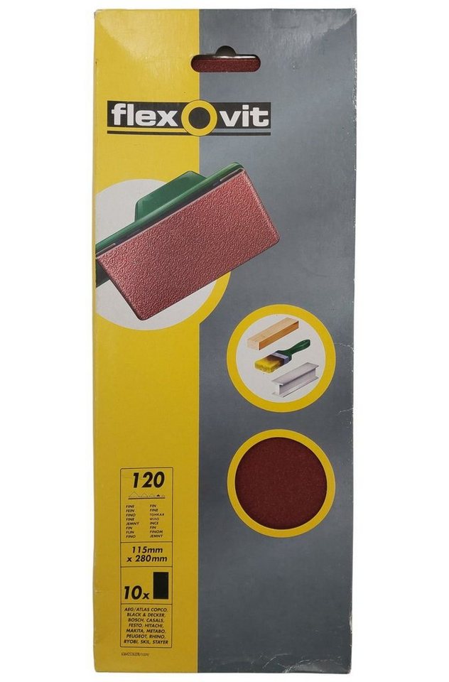 flexovit Schleifpapier 10 STK Schleifpapier für Schwingschleifer Körnung 120 115mm x 280mm se, (10 St) von flexovit