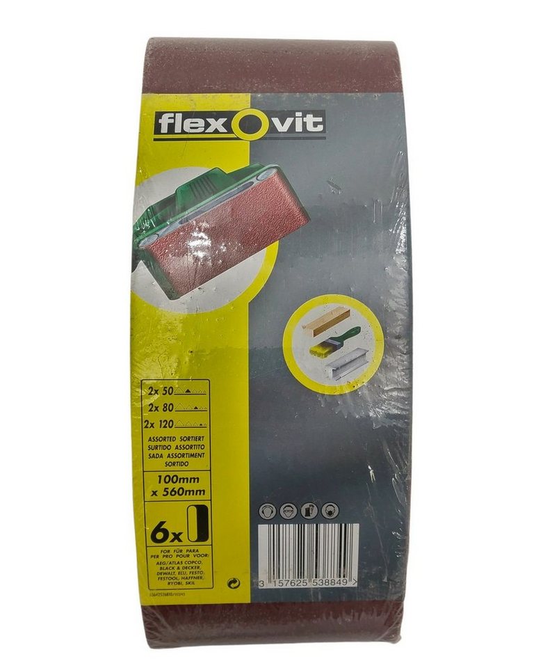 flexovit Schleifpapier 6x Schleifstreifen für Schwingschleifer 100x560mm sortiert Schleifbänd, (6 St) von flexovit