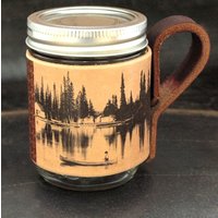 Kaffee Hülle - Einmachglas Mit Griff Leder Gemütlich Geschenk Im Freien Reisekaffeetasse Handgemachte Tasse Kaffeetasse Wiederverwendbare von flightpathdesigns