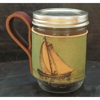 Mason Jar Segelboot Leder Ärmel-Geschenk Für Ihn-Geschenk Sie-Geburtstag Geschenk-Seemann-Draußen Geschenk-Nautisch von flightpathdesigns