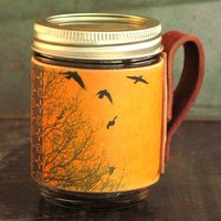 Tasse Ärmel Für Einmachglas-Kaffee Hülle-Vögel-Wieder Verwendbare Tasse-Kaffeetasse-Tasse-Tasse-Becher-Hochzeitsgeschenk von flightpathdesigns