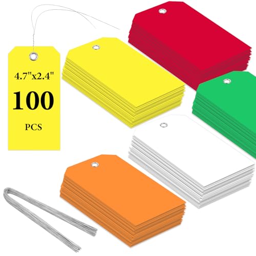 Flintronic 100 Stück Wasserdichte Versandetiketten aus Kunststoff, Beschreibbare Hängeetiketten, Wiederverwendbar Versandanhänger, zum Beschriften und Identifizieren, für Schlüssel, Gepäck(5 Farben) von flintronic