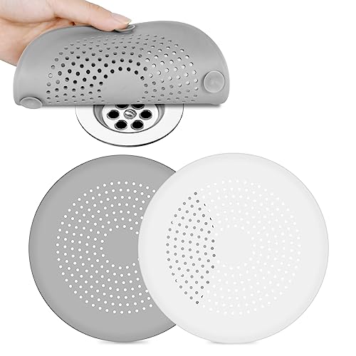 Flintronic 2 Stück Abflusssieb Silikon, Spülbecken Sieb, Haarsieb Dusche, Waschbecken Sieb Abfluss Spüle, Abfluss-Sieb Sink Strainer für Küche, Badewanne, Badezimmer, Dusche von flintronic