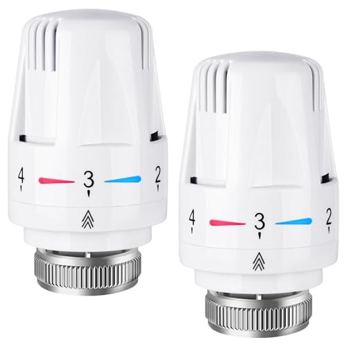 Flintronic 2 Stück Thermostat Heizung, M30 x 1.5 Heizkörperthermostat, Thermostatventilkopf, Thermostatkopf Heizkörperventil, Standardheizkör, Heizkörper Ersatzkopf, für Büro Zuhause von flintronic