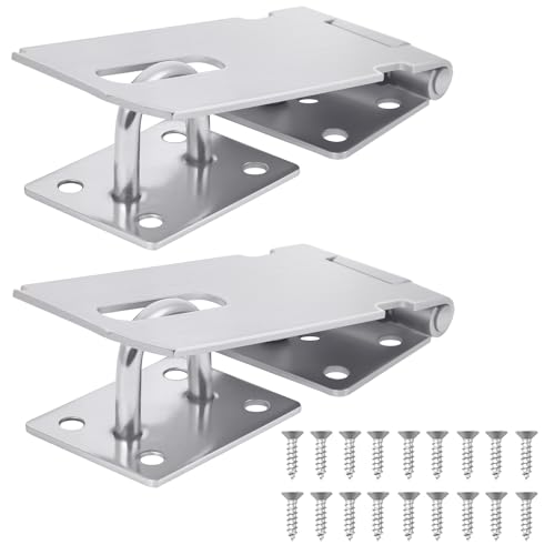 Flintronic 2 Stück Vorhängeschloss Haspe, 4 Zoll Edelstahl Schlossriegel Überfalle Schloss, Sicherheitsüberfalle mit Schrauben, Riegelschloss-Haspe für Vorhängeschloss, Schränke,Tore (Silber) von flintronic