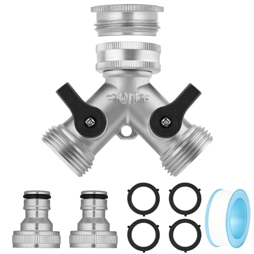 Flintronic 2 wege Verteiler Wasser 3/4 zoll, Y Wasseranschluss-Verteiler Kit, Messing Splitter, Einstellbarer Wasserdurchfluss, Waschmaschine Adapter, für Haus Garten Geräte Bewässerungs(Silber) von flintronic