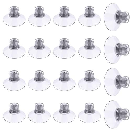 Flintronic 20 Stück Saugnapf mit Gewinde und Rändelmutter, PVC Saugnäpfe Ø25mm, Transparente Saugknöpfe ohne Bohren, Saugknopf Haken Extra Stark für Fenster, Auto, Dekoration, Küche, Aufhängung von flintronic