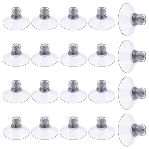 Flintronic 20 Stück Saugnapf mit Gewinde und Rändelmutter, PVC Saugnäpfe Ø40mm, Transparente Saugknöpfe ohne Bohren, Saugknopf Haken Extra Stark für Fenster, Auto, Dekoration, Küche, Aufhängung von flintronic