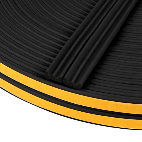 Flintronic 20m Dichtungsband für Türen Fenster, 9mm x 4mm E-Profil Gummidichtung, Selbstklebend Schaumstoffband Türdichtung Fenster, Gummidichtung für Kollision Siegel Schalldämmung (Schwarz) von flintronic