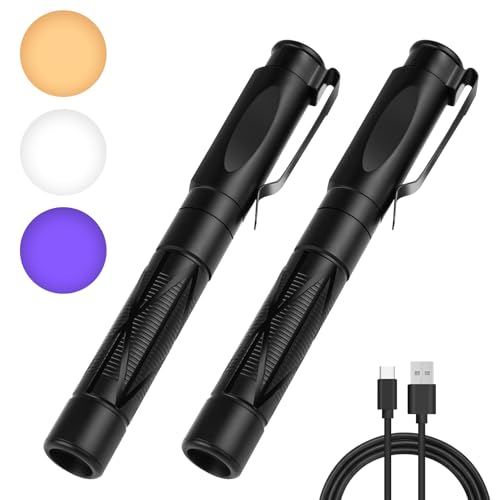 Flintronic 2PC Pupillenleuchte Medizin, Diagnostikleuchte Krankenschwester Rettungsdienst Zubehör, mit 3 Beleuchtungsmodi, Aufladbar USB LED Stiftlampe,für Krankenschwester Studentische Ärzte-Schwarz von flintronic