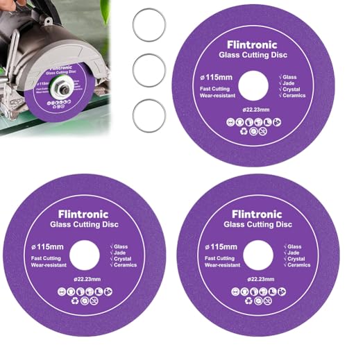 Flintronic 3 Stück Diamanttrennscheibe, Ø115mm x 15mm Glas-Trennscheibe, 22.23mm Innere-Glasschneidescheibe, Glass Cutting Disc, Diamantsägeblatt-Geschnittenes, für glas Keramik Keramikfliesen(Lila) Flintronic 3 Stück Diamanttrennscheibe, Ø115mm x 15mm Glas-Trennscheibe, 22.23mm Innere-Glasschneidescheibe, Glass Cutting Disc, Diamantsägeblatt-Geschnittenes, für glas Keramik Keramikfliesen(Lila) von flintronic