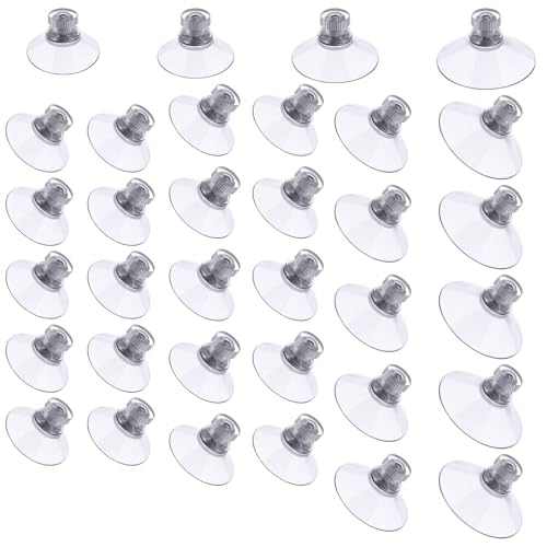 Flintronic 30 Stück Saugnapf mit Gewinde und Rändelmutter, PVC Saugnäpfe Ø25mm/30mm/40mm/50mm, Transparente Saugknöpfe ohne Bohren, Saugknopf Haken Extra Stark für Fenster, Auto, Dekoration, Küche von flintronic