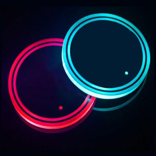 Flintronic 4 Stück Auto Untersetzer, Anti-Rutsch Auto Untersetzer für Kaffeebecher, LED Untersetzer, Leuchtende Untersetzer Acryl, Bunt LED Untersetzer, für Flaschen Bar Gläser, Partys, Hochzeiten von flintronic