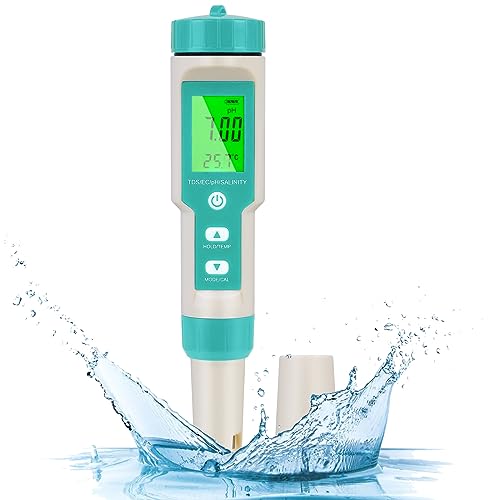 flintronic 5-In-1 PH Messgerät, PH/TDS/EC Temperatur Tester mit Hintergrundbeleuchtung, 0-14 pH-Messbereich-±0,1 pH-Genauigkeit, PH Wert Messgerät Pool Trinkwasser Schwimmbad Aquarium Pools, Grün von flintronic