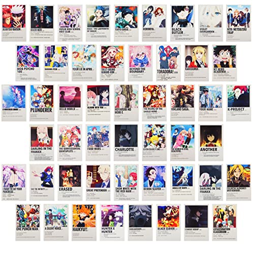flintronic 50 Teiliges Anime-Film-Wandcollage-Set, Ästhetisches Bild Anime Deko, 4x8 Zoll Indische Raumdekoration,Wandcollage Set für Wohnheim Deko Wandkunstdrucke für VSCO Mädchen Jungen von flintronic
