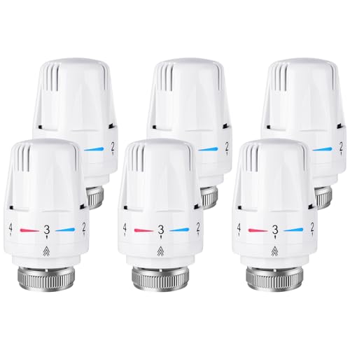 Flintronic 6 Stück Thermostat Heizung, M30 x 1.5 Heizkörperthermostat, Thermostatventilkopf, Thermostatkopf Heizkörperventil, Standardheizkör, Heizkörper Ersatzkopf, für Büro Zuhause von flintronic