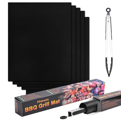 Flintronic BBQ Grillmatte, 5er Set Antihaft Teflon Grillmatten, PFOA Frei Grillplatte Backpapier Grillzubehör, Silikon Backmatte Wiederverwendbar für Gasgrill, Holzkohlegrill, Backofen, 50x40CM Flintronic BBQ Grillmatte, 5er Set Antihaft Teflon Grillmatten, PFOA Frei Grillplatte Backpapier Grillzubehör, Silikon Backmatte Wiederverwendbar für Gasgrill, Holzkohlegrill, Backofen, 50x40CM von flintronic