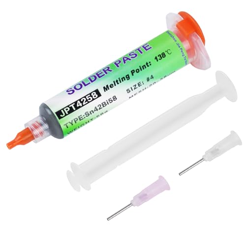 Flintronic Bleifreies Lötpaste 50g, Sn42 Bi58 Spritzenlötpaste Flussmittel, Niedrige Temperatur 138℃ Lötflussmittel-Zinnpaste, Solder Paste für BGA SMT LED SMD Lötzinn von flintronic