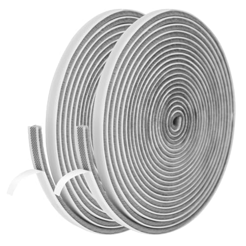 Flintronic Bürstendichtung Selbstklebend, 12m(L) x 9mm(B) x 5mm(D) Bürstenleiste, Dichtungsband Türdichtung Hochdichter Filz, Anti-Kollision Zugluftstopper für Fenster, Schiebetüren, Garderobe -Grau von flintronic