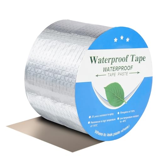 Flintronic Butylband, 10 cm x 5 m Wasserdichtes Klebeband, Butylkautschuk Aluminiumfolie Tape, Dichtungsband Selbstklebend für Dachleckage, Oberflächenriss, Fensterbankspalt, Rohrbruch von flintronic