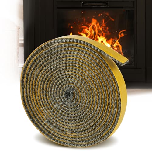 Flintronic Dichtungsband Selbstklebend, 2m Kamin Dichtband, Selbstklebend Kamin Dichtung für Kaminofen,Glasfasern Hitzebeständig bis 550°C Länge für Breite 10mm x 3mm für Ofen Kamine Holzöfen von flintronic