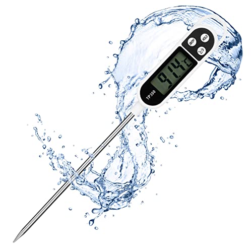 Flintronic Digital Roasting Thermometer, LCD Screen Digital Kitchen Thermometer Instant Read, Auto-Off Meat Thermometer für Küchengrill, Zucker, Milch, Wasser, Marmelade, Grill (Ohne Akku) von flintronic