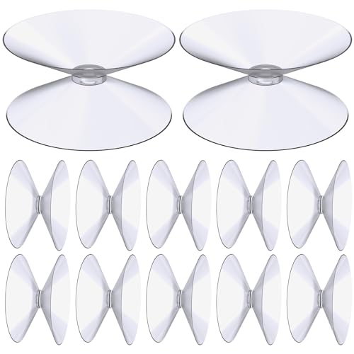 Flintronic Doppelseitige Saugnäpfe, 12 Stück Kleine Saugnäpfe 20mm, Transparente PVC Kunststoff Saugnapf, Rutschfest Plastiksauger Saugknopf Haken für Glasplatte, Glastischspiegel, Fenster, Dekoration von flintronic