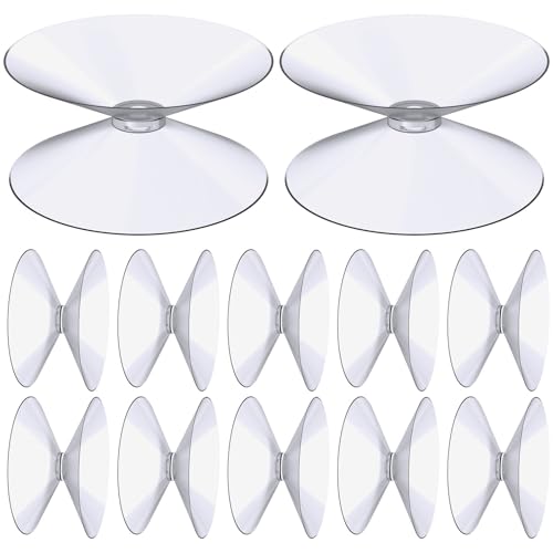 Flintronic Doppelseitige Saugnäpfe, 12 Stück Kleine Saugnäpfe 40mm, Transparente PVC Kunststoff Saugnapf, Rutschfest Plastiksauger Saugknopf Haken für Glasplatte, Glastischspiegel, Fenster,Dekoration von flintronic