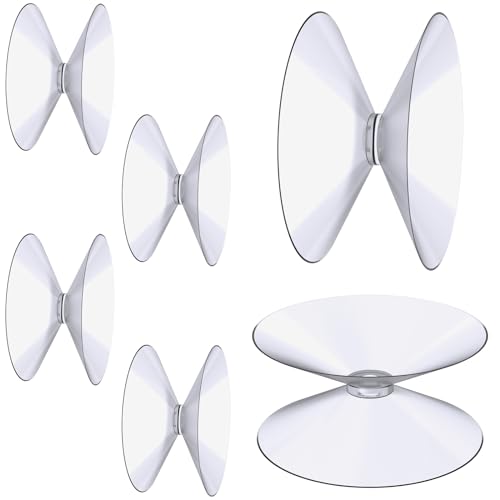Flintronic Doppelseitige Saugnäpfe, 6 Stück Kleine Saugnäpfe 40mm, Transparente PVC Kunststoff Saugnapf, Rutschfest Plastiksauger Saugknopf Haken für Glasplatte, Glastischspiegel, Fenster, Dekoration von flintronic