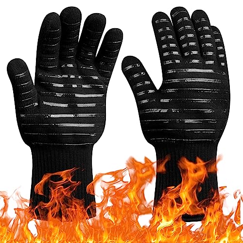 Flintronic Grillhandschuhe Hitzebeständig mit 800°C, Feuerfeste Handschuhe, Backhandschuhe, Kochhandschuhe, Ofenhandschuhe, für Backen, Küche & Grillen - 34CM von flintronic