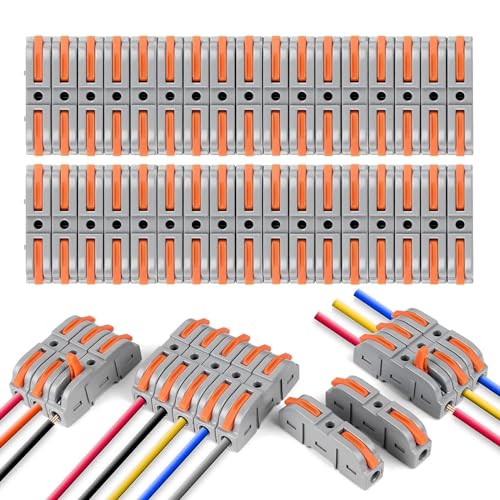 Flintronic Kabelverbinder, 80 Stück Verbindungsklemmen, SPL-1 mit Betätigungshebel, 4mm² Leiter Klemme, Elektrische Anschlussblöcke, Aktualisierte Versionen (#4 Grau 80 Stück) von flintronic