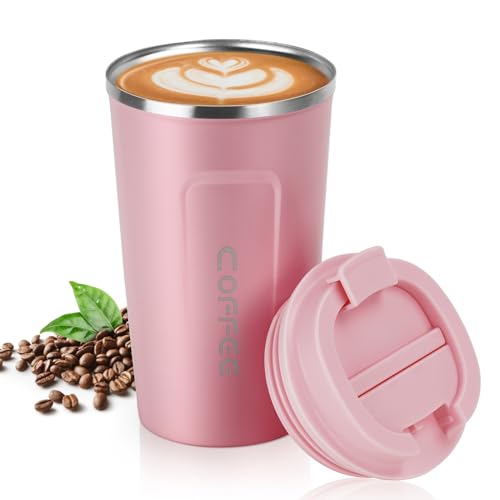 Flintronic Kaffeebecher to go, 510ML Thermobecher Doppelwand Isoliert, Kaffeetasse mit Auslaufsicherem Deckel, Kaffeetasse Thermobecher Isolierbecher,Kaffeebecher Edelstahl Travel Mug für Kaffee e Tee von flintronic