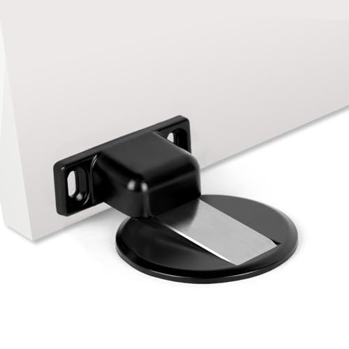 Flintronic Magnetischer Türstopper, Zinklegierung Magnettürschnapper, Selbstklebend Türhalter mit Klebstoff und Schrauben, Unsichtbarer Türhalter, für Boden, Drinnen & Draußen(Schwarz) von flintronic