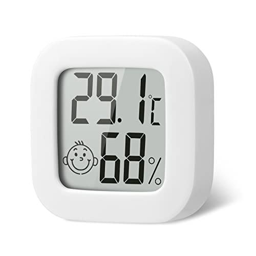 Flintronic Mini LCD Thermometer, Digital Thermometer Innen, Hygrometer Innen, Thermometer Hygrometer, Kabelloses, Luftfeuchtigkeit Meter für Babyzimmer Wohnzimmer Büro Gewächshaus(Weiß) von flintronic