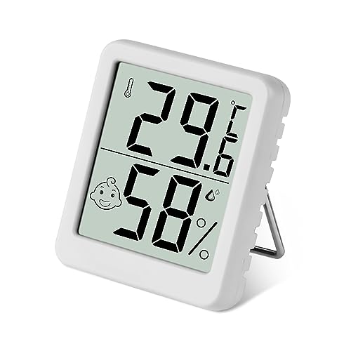 Flintronic Mini LCD Thermometer, Digital Thermometer Innen, Hygrometer Innen, Thermometer Hygrometer, Kabelloses, Luftfeuchtigkeit Meter für Babyzimmer Wohnzimmer Büro Gewächshaus(Weiß) von flintronic