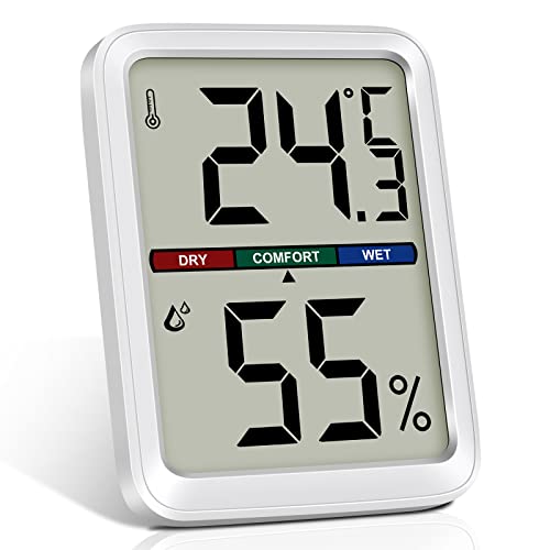 Flintronic Mini LCD Thermometer, Digital Thermometer Innen, Hygrometer Innen, Thermometer Hygrometer, Kabelloses, Luftfeuchtigkeit Meter für Babyzimmer Wohnzimmer Büro Gewächshaus(Weiß) von flintronic