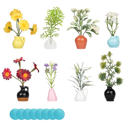 Flintronic Mini Vase Magnet, 8 Stück DIY Minivasen Geeignet, 3D Keramik Vase Kühlschrank Magnete ohne Plastik-Trockenblumen, Bud Vasen Magnetisch Mini Harzmagnete für Kühlschrankzubehör, Küche, Büro von flintronic